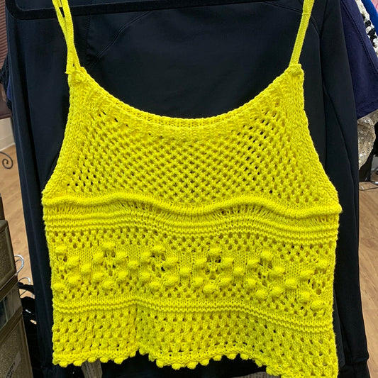 BRIGHT YELLOW CROCHETED CROP TOP