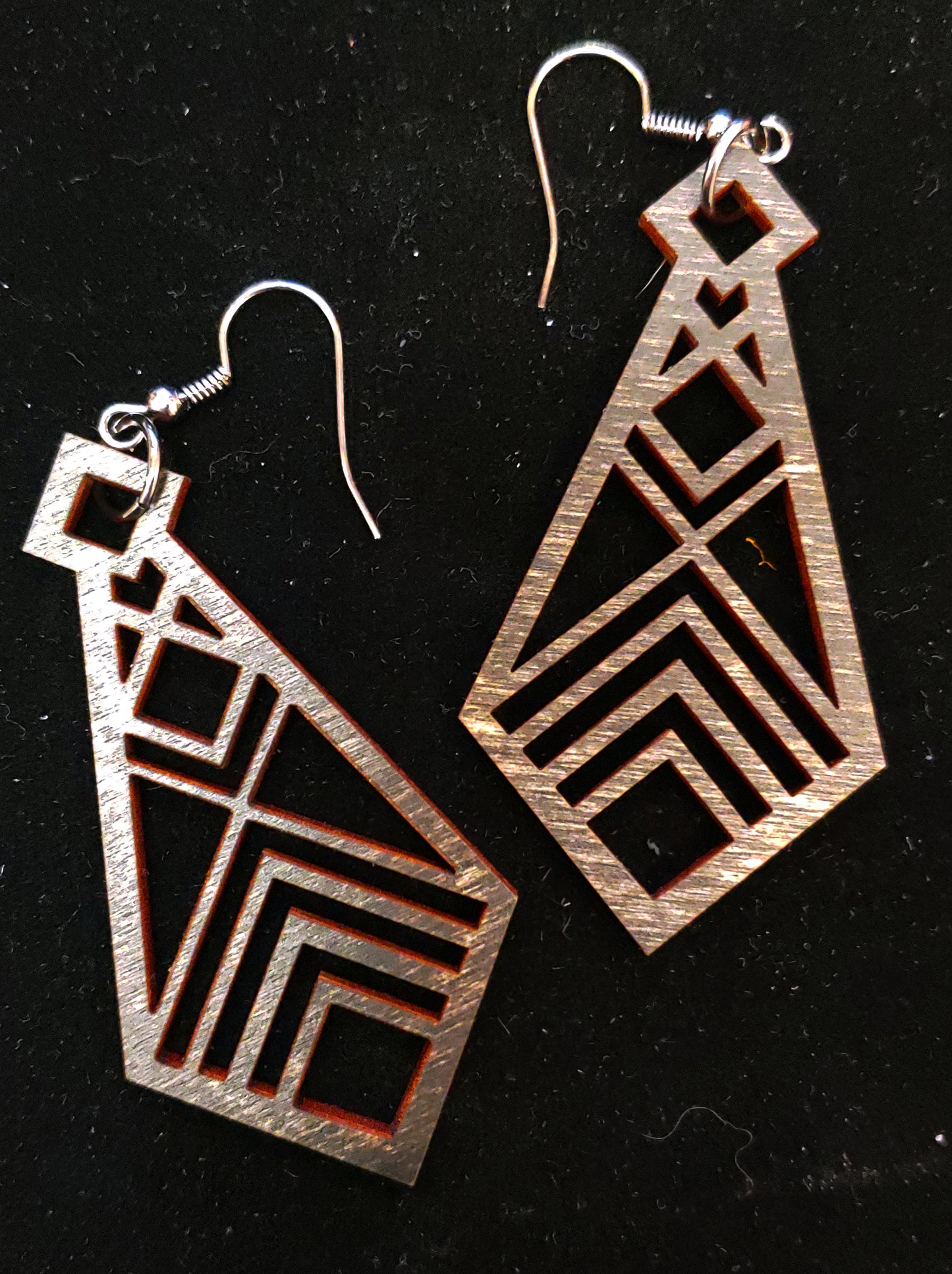 BLACK LASER CUT WOOD EARRINGS