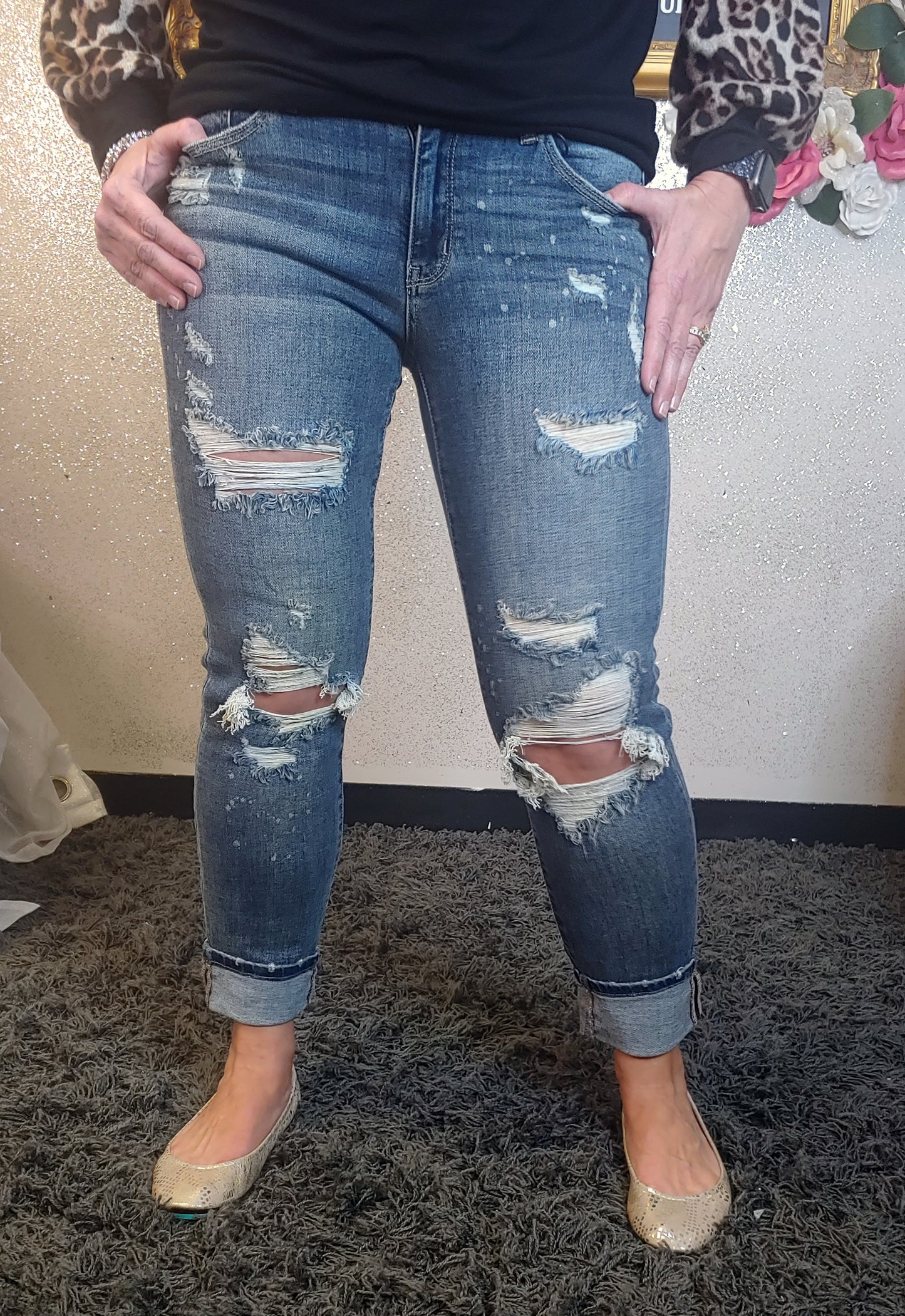 JUDY BLUE DARK BLEACH SPLASH BOYFRIEND
