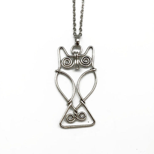 30" SILVER OWL NECKLACE