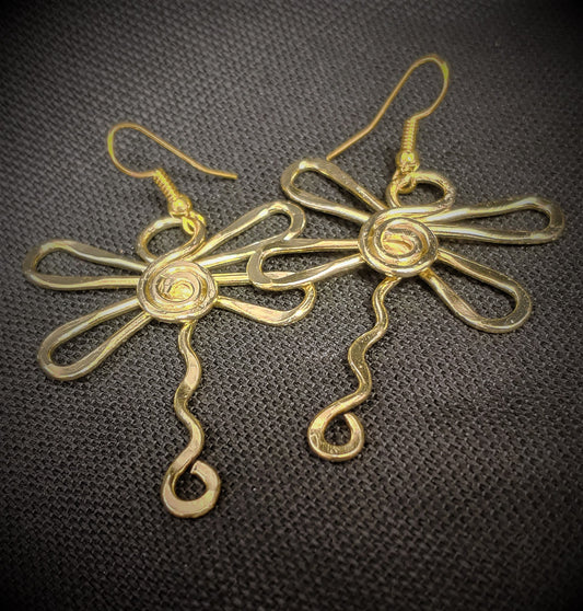 GOLD-PLATED DRAGONFLY EARRINGS