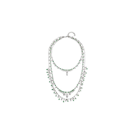 UNO "HARMONY" SILVER NK,CHARMS AND AQUAMARINE CRYSTALS