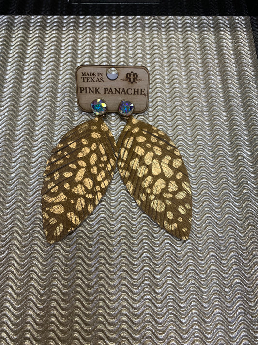 PINK PANACHE LEATHER/CRYSTAL STUD ER