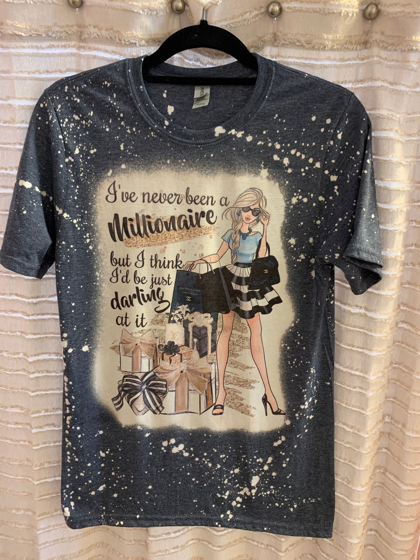 CUSTOM NEVER BEEN A MILLIONAIRE/DARLING AT IT - ( NAVY)