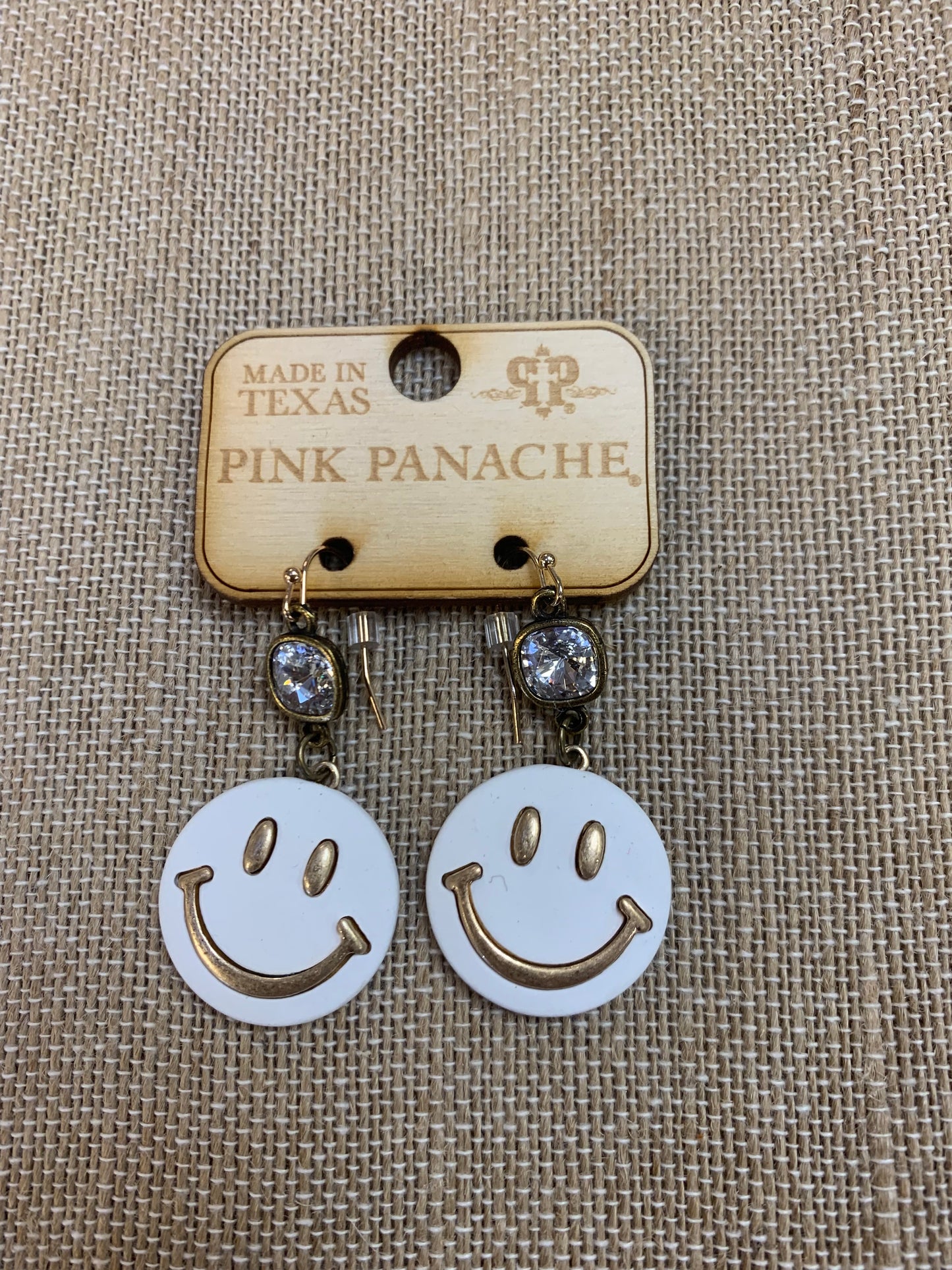 PINK PANACHE SMILEY FACE RHINESTONE DANGLE