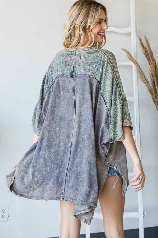 OVERSIZED BOXY TOP - MINERAL WASH