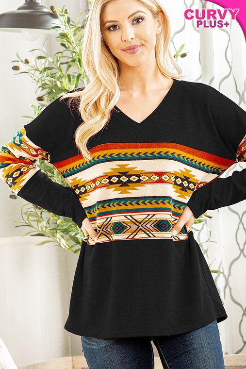PLUS SOLID AND AZTEC TOP